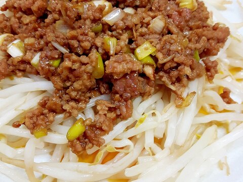 電子レンジもやしで(^^)合挽肉の麻婆もやし♪